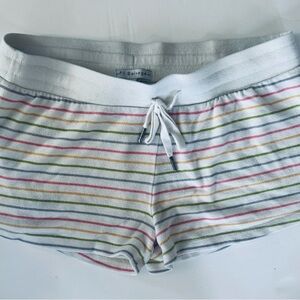 PJ Salvage Shine Bright Pajama Shorts white Rainbow Stripe Sleep Bottoms Medium